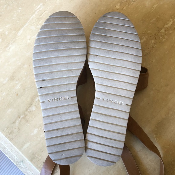 RARE Vince Buttery Soft Tan Leather Suede Platform Jet Sandals Size 7 1/2 - Picture 5 of 5